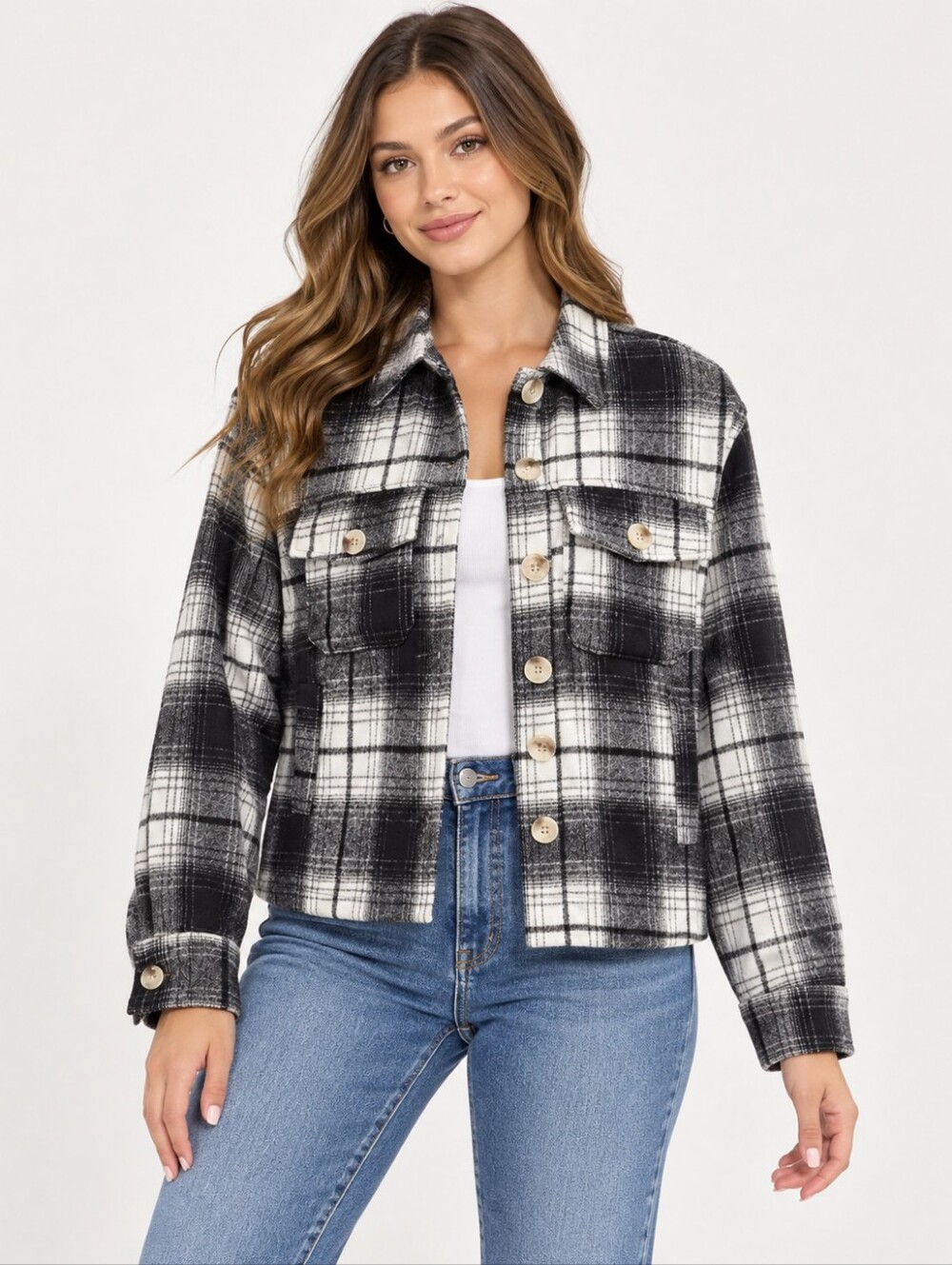 Kendall + Kyle Plaid Flannel Thick Button Up Shirt Size Small